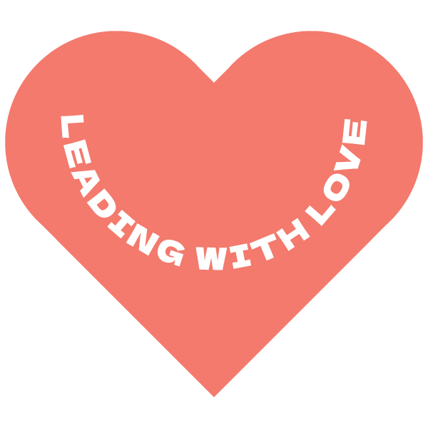 Site Icon - Coral colored heart with "Leading With Love" text in a curve.